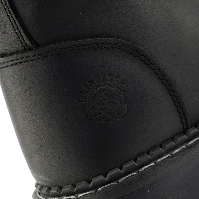 Grinders Unisex Black Stag Acs Leather Steel Toe Cap Lace Up Boots