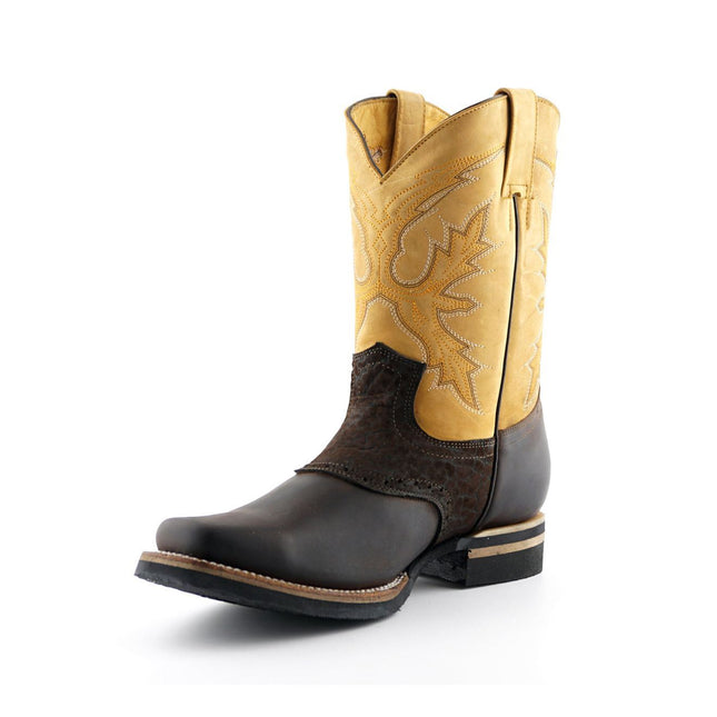 Grinders Tan Leather Cowboy Chelsea Boots - Frontier