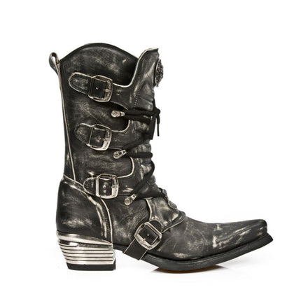 New Rock Men's Grey Dallas Leather Boots- M.7993-S3