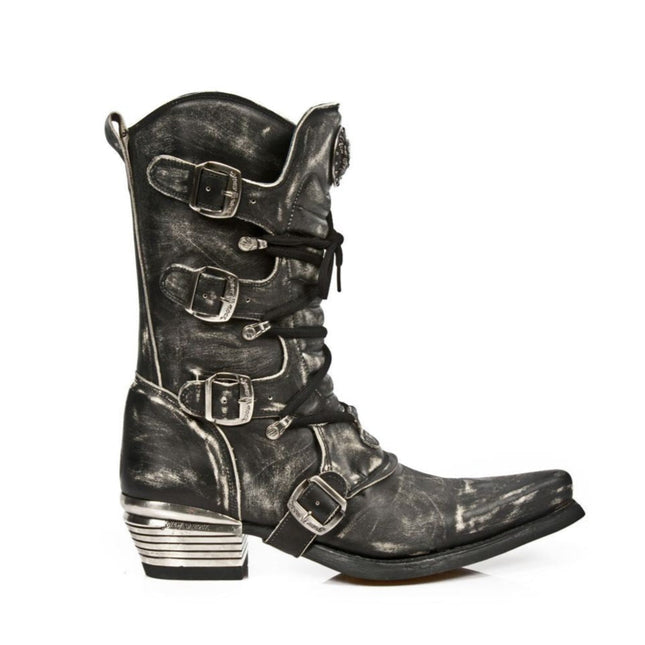 New Rock Men's Grey Dallas Leather Boots- M.7993-S3
