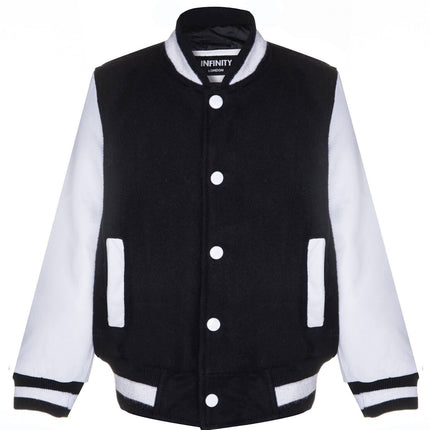 Kids Varsity Bomber Jacket with Real Leather Sleeves