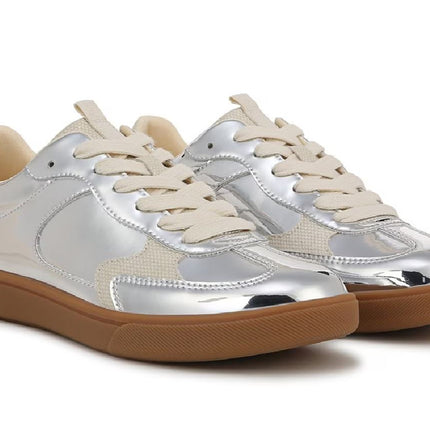 Blowfish Malibu Womens Silver Lace-Up Sneakers - Tastic