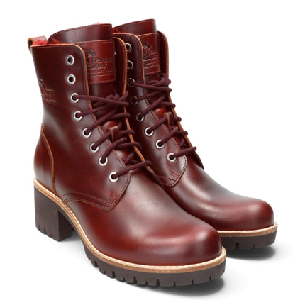 Panama Jack Women's Burgundy Leather Waterproof Warm Lace-Up Boots - Padma B25