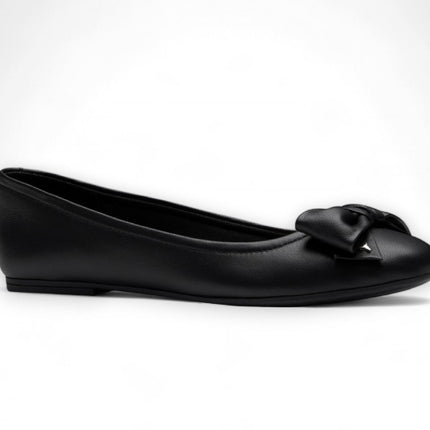 Windsorsmith Womens Black Leather Flat Shoes With Bow - Bunny