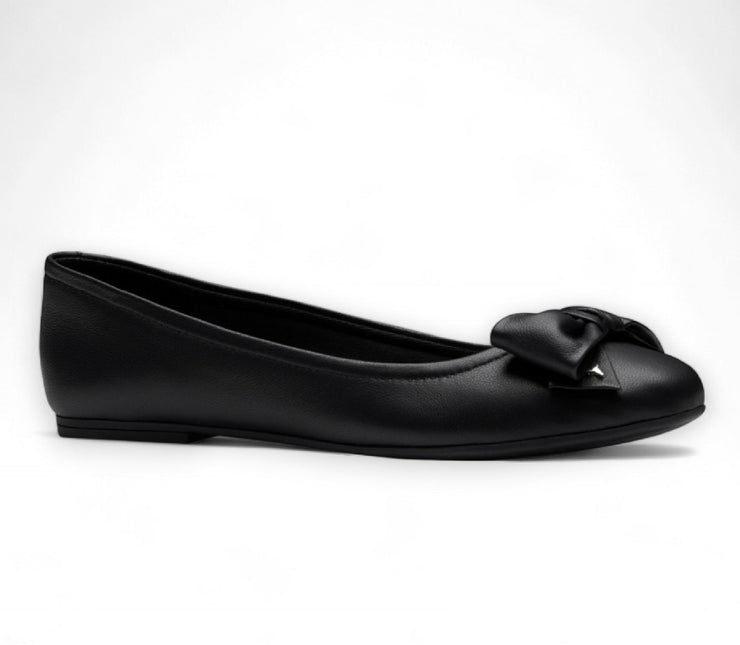 Windsorsmith Womens Black Leather Flat Shoes With Bow - Bunny