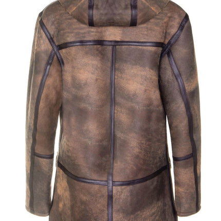 Mens Antique Sheepskin Duffle Coat-Arona