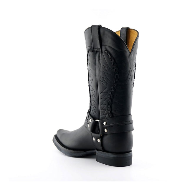 Grinders Mens Black Leather Cowboy Boot - Galveston