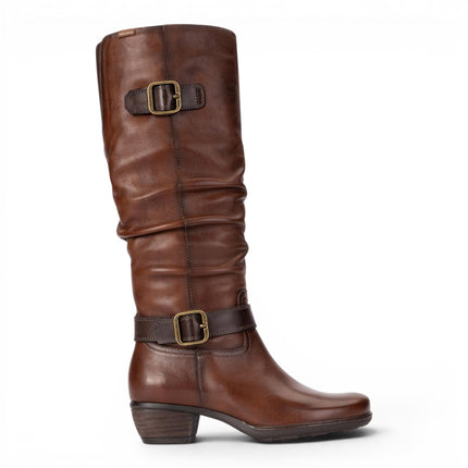 Pikolinos Women's Brown Leather Heel Knee-High Long Boots - Utiel