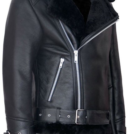 Mens Sheepskin Leather Biker Jacket-Edmonton