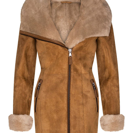 Womens Merino Sheepskin Hooded Coat-Antioch
