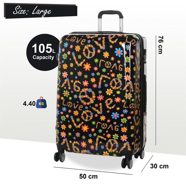 Hard Shell Printed Dual 4 Wheel Luggage Suitcase