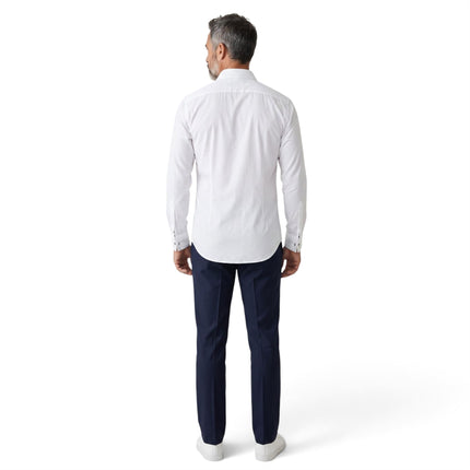 Men's White Slim Fit Long Sleeve Formal Plain Dress Shirt - JP