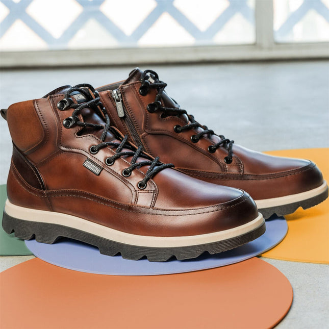 Pikolinos Men's Brown Leather Lace-Up Ankle Boots - Vigo