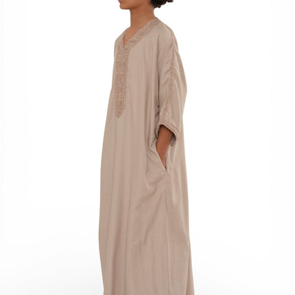 Kids Boys Salmon Moroccan Thobe Robe Djellaba Gandoura Eid Jubba- K-HM66