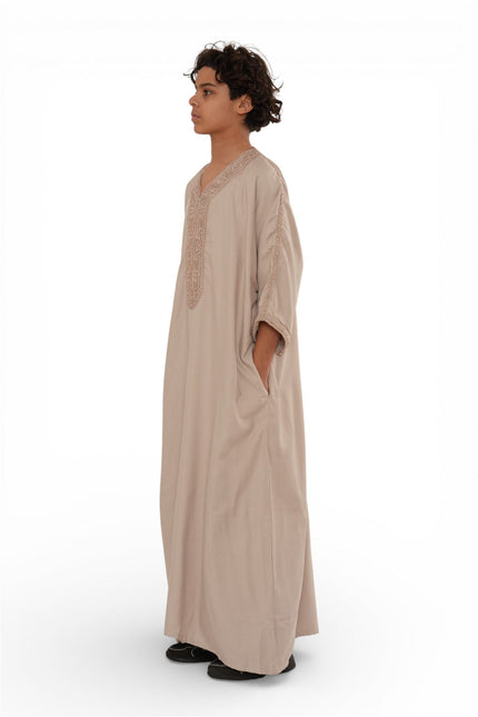 Kids Boys Salmon Moroccan Thobe Robe Djellaba Gandoura Eid Jubba- K-HM66