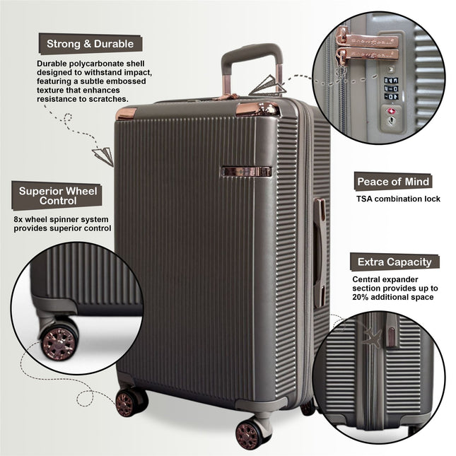 Expandable Hard Shell 8 Wheels Luggage Travel Cabin Suitcase Set