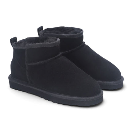 Women's Black Genuine Sheepskin Real Fur Winter Ankle Boots - Sable
