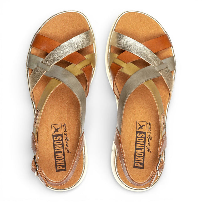 Pikolinos Women's Brown Leather Extra-Light Summer Wedge Sandals - Palma