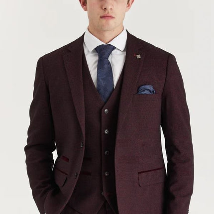 Men's Wine Suit Blazer Prince Of Wales Formal Blazer