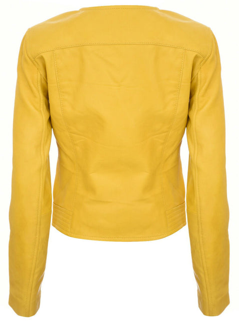 Womens Collarless Biker Jacket-Padova