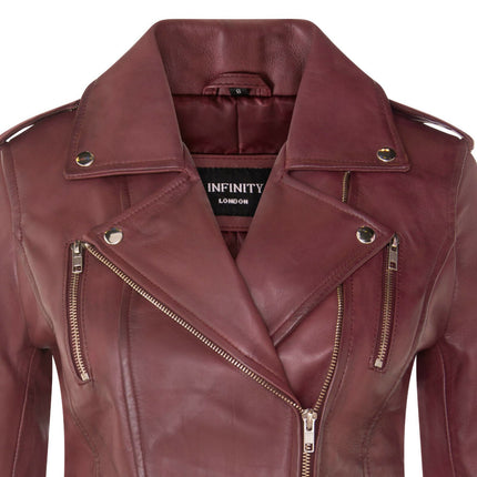 Womens Leather Brando Biker Jacket-Orlando