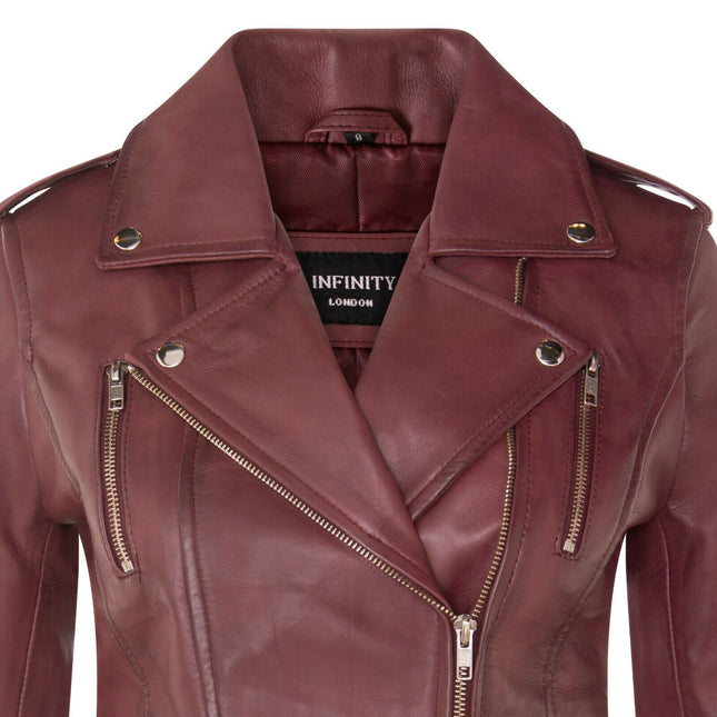 Womens Leather Brando Biker Jacket-Orlando