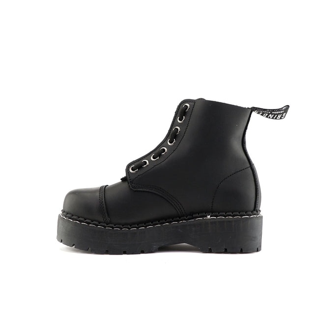 Grinders Unisex Black Cameron Acs Leather Ankle Casual Zip Boots