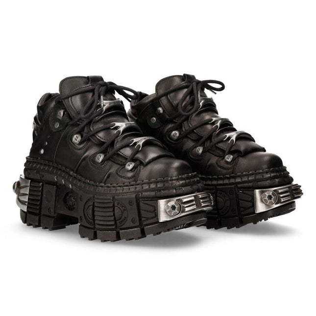 New Rock Leather Platform Ankle Boots-WALL106-S10