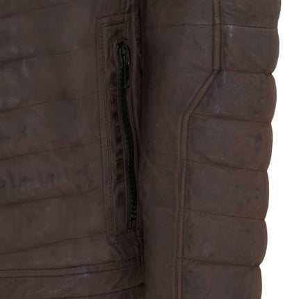 Men's Puffer Leather Biker Quilted Vintage Bomber Jacket