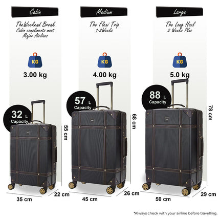 Vintage Hard Shell  Luggage Trunk Suitcase Set