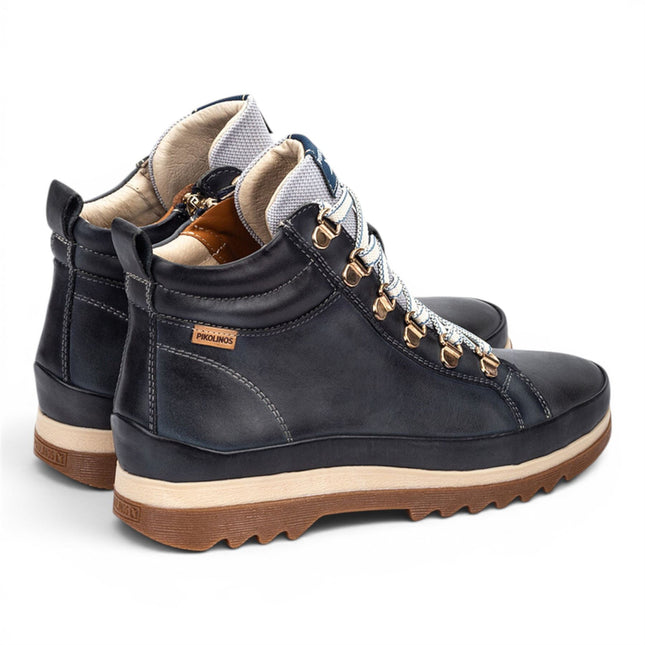 Pikolinos Women's Blue Leather Trainers Sneaker Winter Lace-up Boots - Vigo