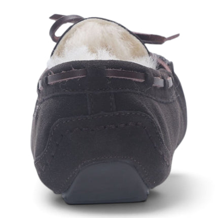 Women's Brown Genuine Sheepskin Moccasin Winter Slippers - Aspen