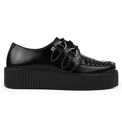 TUK Viva High Creeper Black Leather Platform Lace-Up Goth Shoes - AV6802