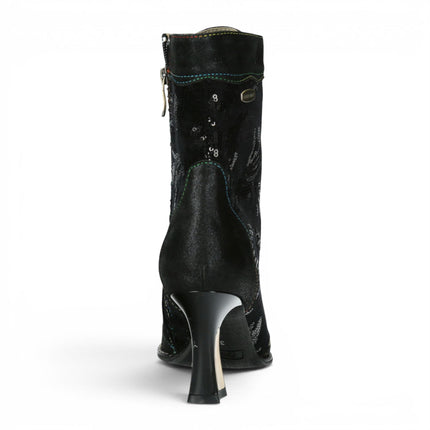 Laura Vita Women's Gothic Victorian Black Leather Heeled Lace-Up Boots - Oanelo-03