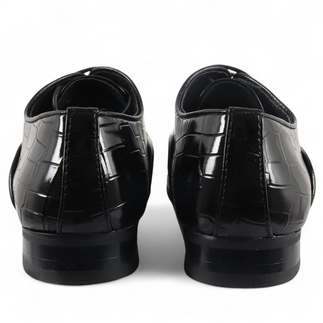 Men's Black Classic Lace-Up Oxford Derby Formal Shoes