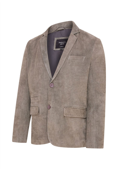 Mens Suede Blazer Jacket Soft Real Italian Leather Fitted Vintage Coat