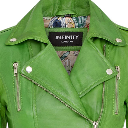 Womens Leather Brando Biker Jacket-Orlando