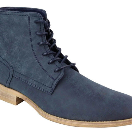 Mens Matt Navy Suede Lace Up Ankle Boots