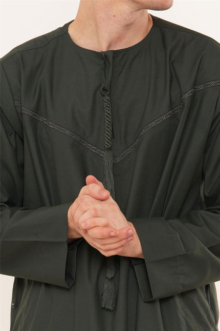 Men's Ramadan Eid Green Moroccan Jubba Robe Djellaba Thobe - TT-008