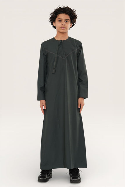 Kids Boys Ramadan Eid Green Moroccan Jubba Robe Djellaba Thobe - K-TT008