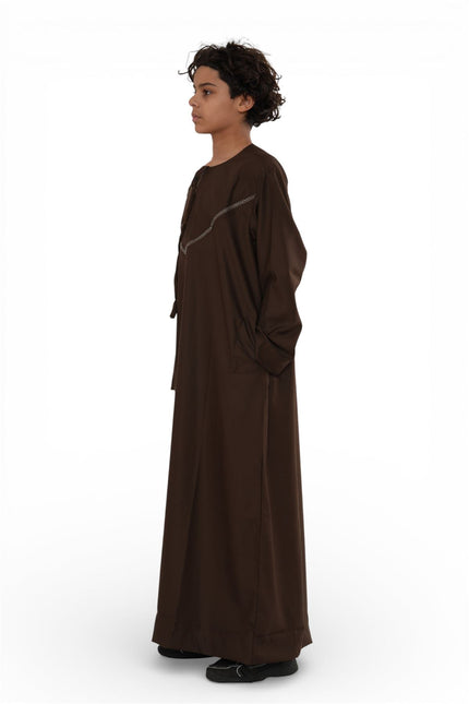 Kids Boys Eid Brown Moroccan Thobe Robe Djellaba Ramadan Eid Jubba- K-HM10