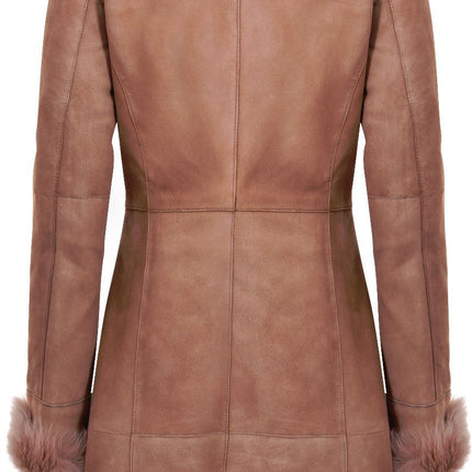 Womens Suede Merino Shearling Coat with Toscana Collar-Hanoi