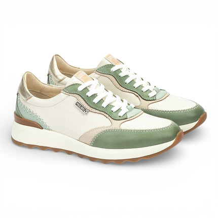 Pikolinos Women's Green Leather Lace Up Sneaker Trainers Shoes - Arrecife
