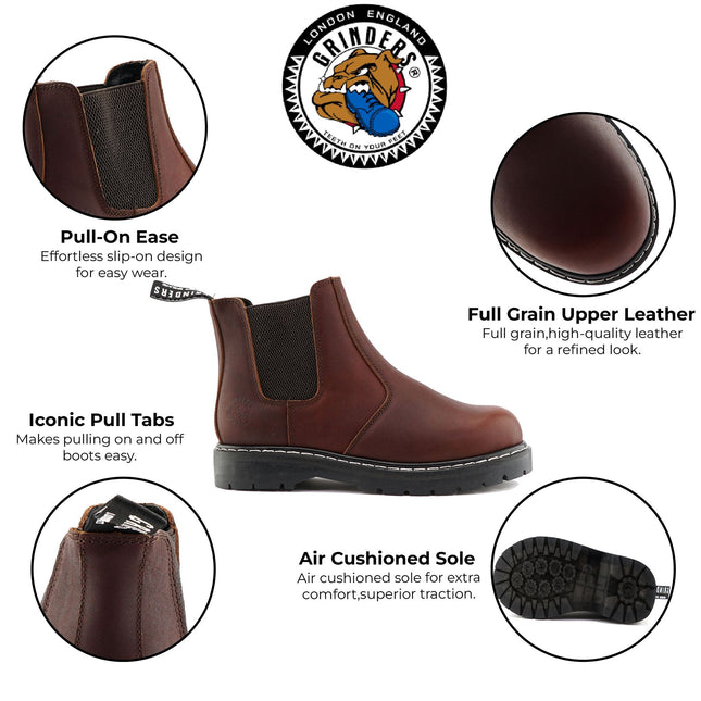 Grinders Unisex Wine Chelsea Acs Leather Ankle Slip On Boots