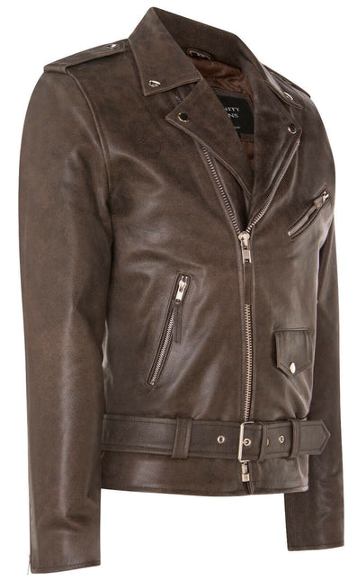 Mens Cow-Hide Black Brando Jacket -Venice