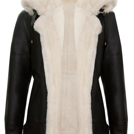Mens Hooded Sheepskin Leather B3 Flying Jacket-Columbus