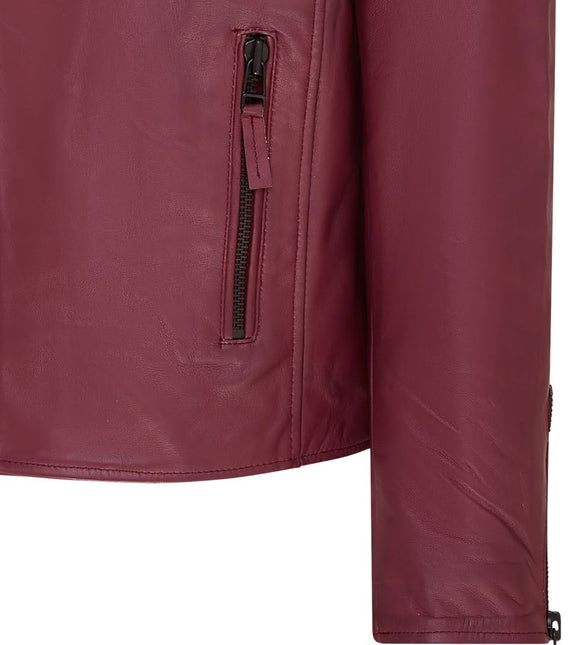 Mens Slim Fit Brando Style Double Cross Zip 100% Leather Biker Jacket