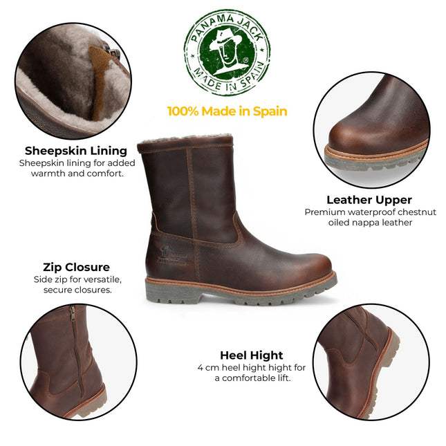 Panama Jacks Men's Fedro Igloo C10 Brown Leather Boots