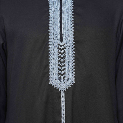 Kids Boys Navy Blue Eid Hooded Moroccan Thobe Robe Djellaba Ramadan Jubba- K-HM3