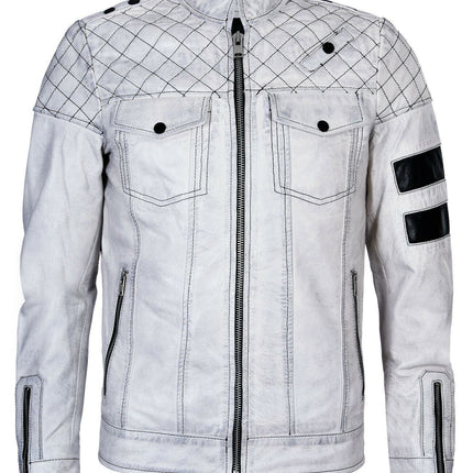 Mens Vintage Quilted Leather Racing Jacket-Cardiff